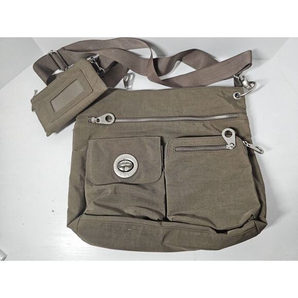 WOMENS BAGGALLINI HANDBAG CROSSBODY ORGANIZER KHAKI With Coin Pouch - Picture 1 of 10